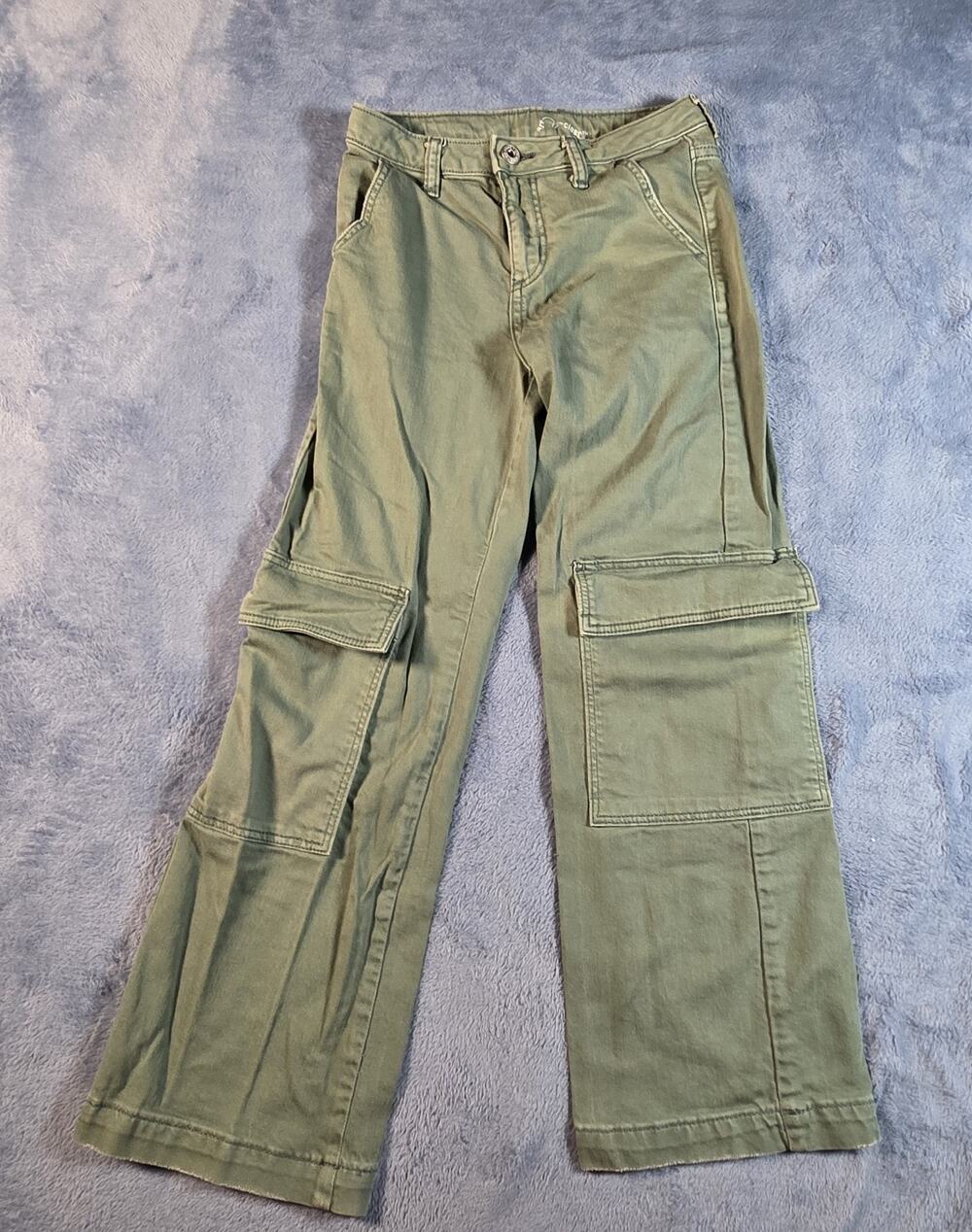 Art Class Girls Size 8 Olive Green Wide Leg Cargo Pants Utility Y2K